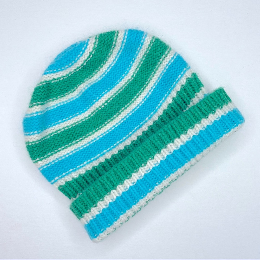 Abercrombie Y2K striped knit sweater hat blue green